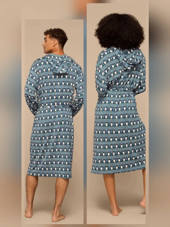 MeUndies Unisex Hooded Robe Size XL/2XL MicroModal Penguin Print Soft Lounge - Picture 2 of 6